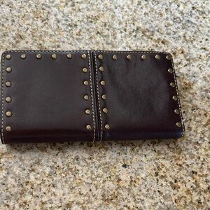 Michael Kors Dark Brown Studded Leather Wallet